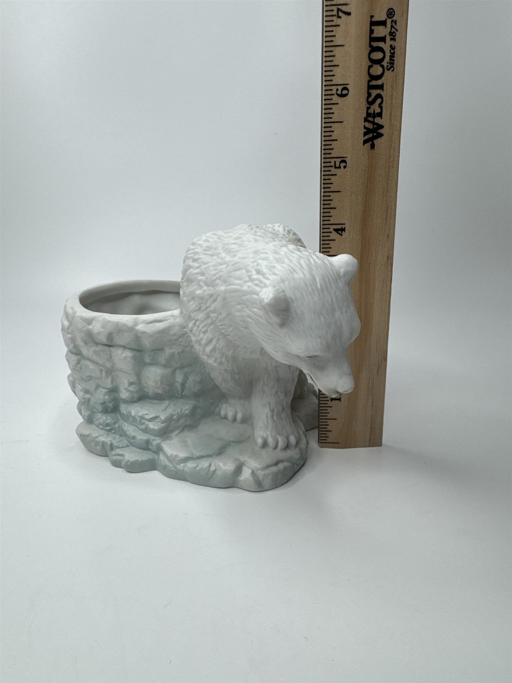 Vintage New Holland Floral Polar Bear Flower Planter Ceramic Figurine Planter