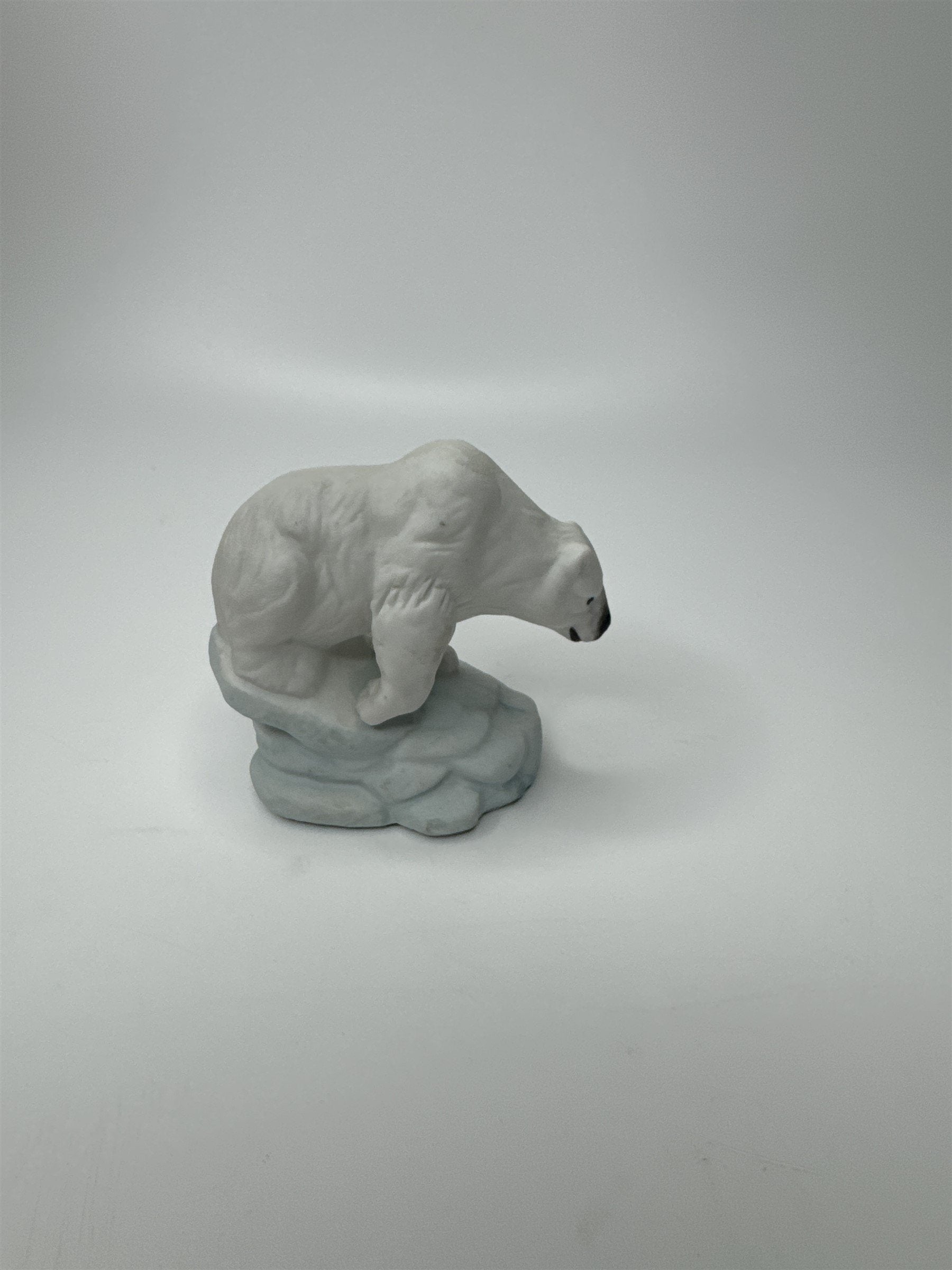 Vintage Polar Bear on Ice Iceberg Snow Scape Miniature 2-1/2" Ceramic Figurine