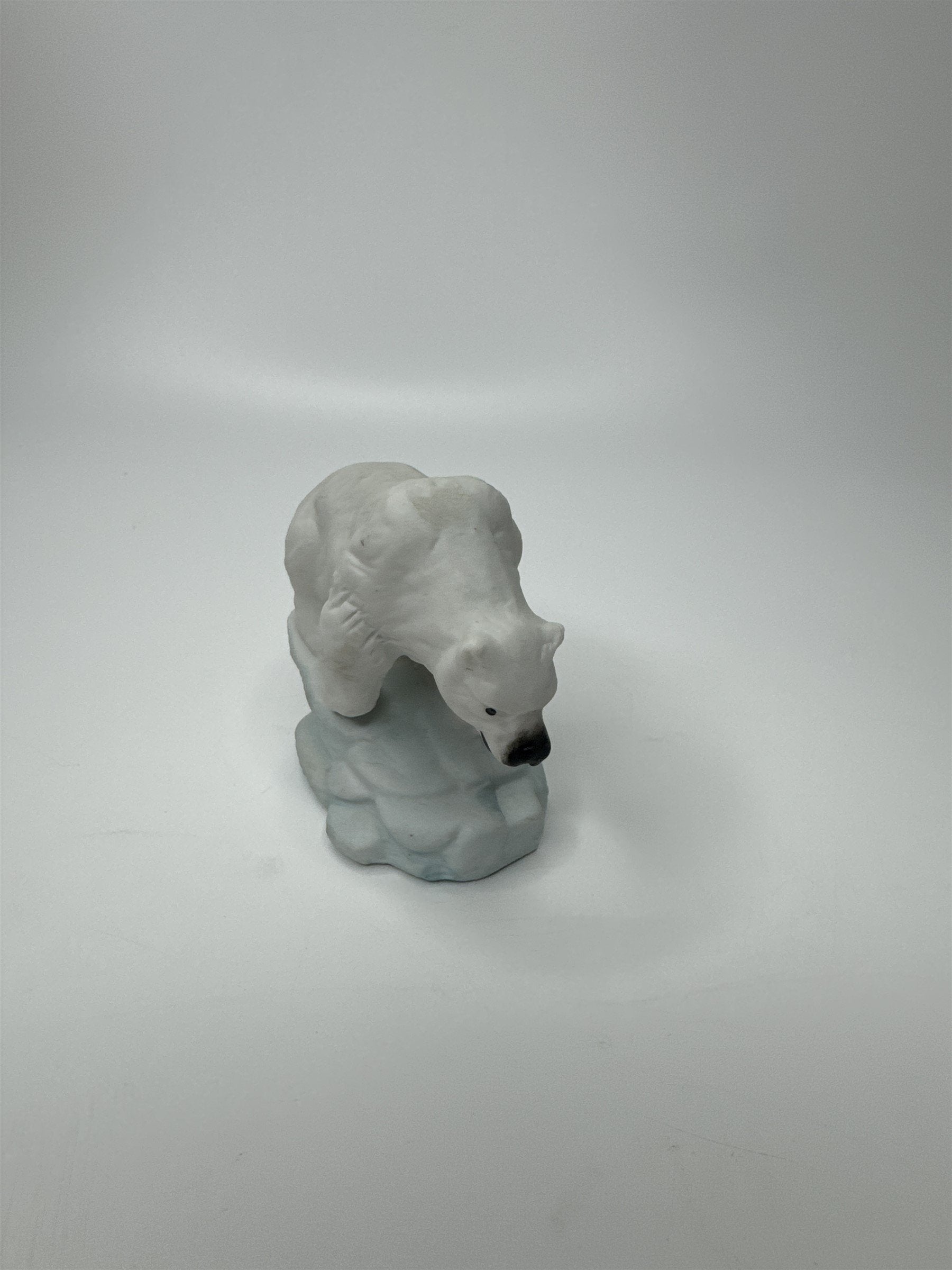 Vintage Polar Bear on Ice Iceberg Snow Scape Miniature 2-1/2" Ceramic Figurine
