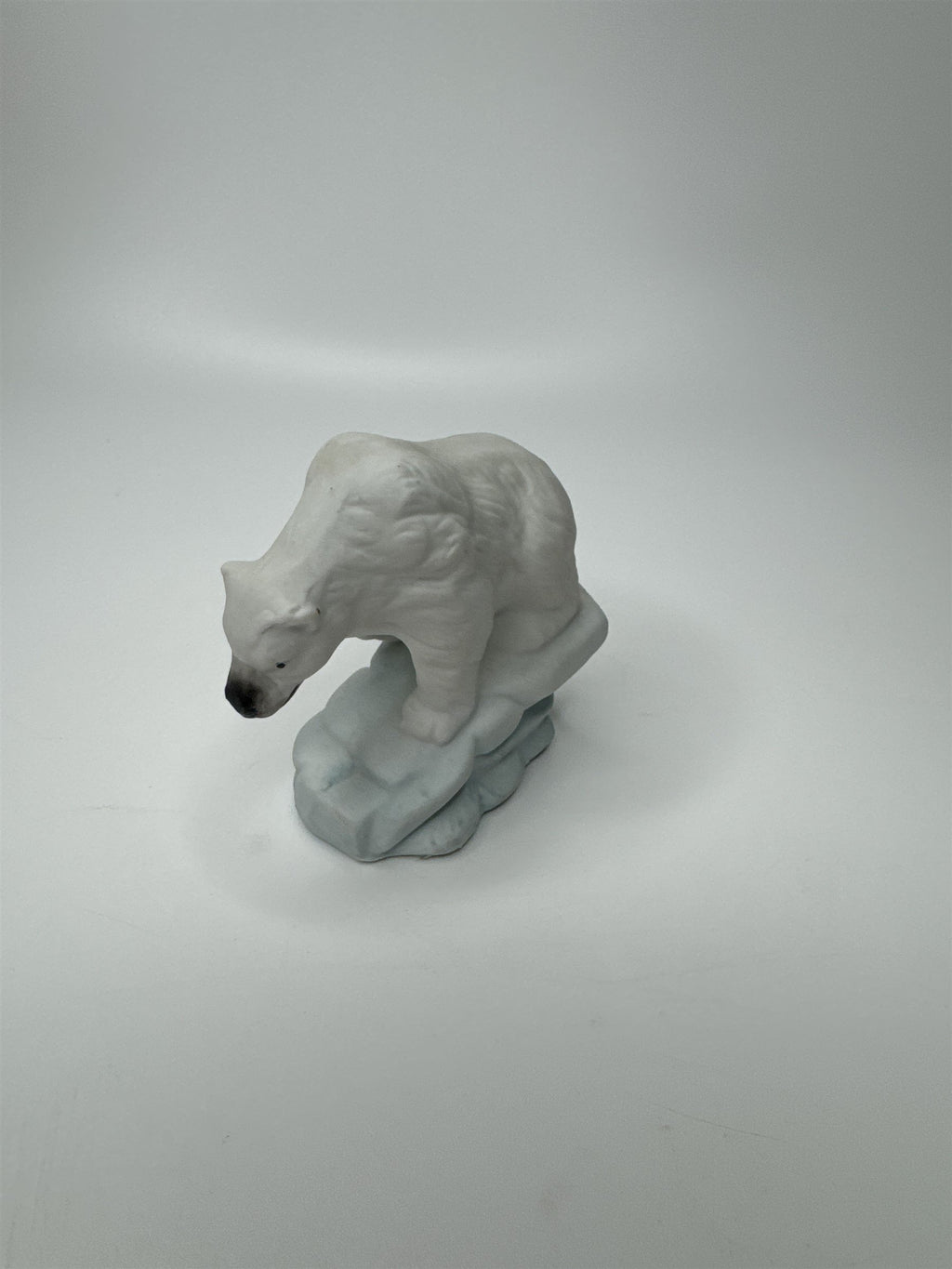 Vintage Polar Bear on Ice Iceberg Snow Scape Miniature 2-1/2" Ceramic Figurine