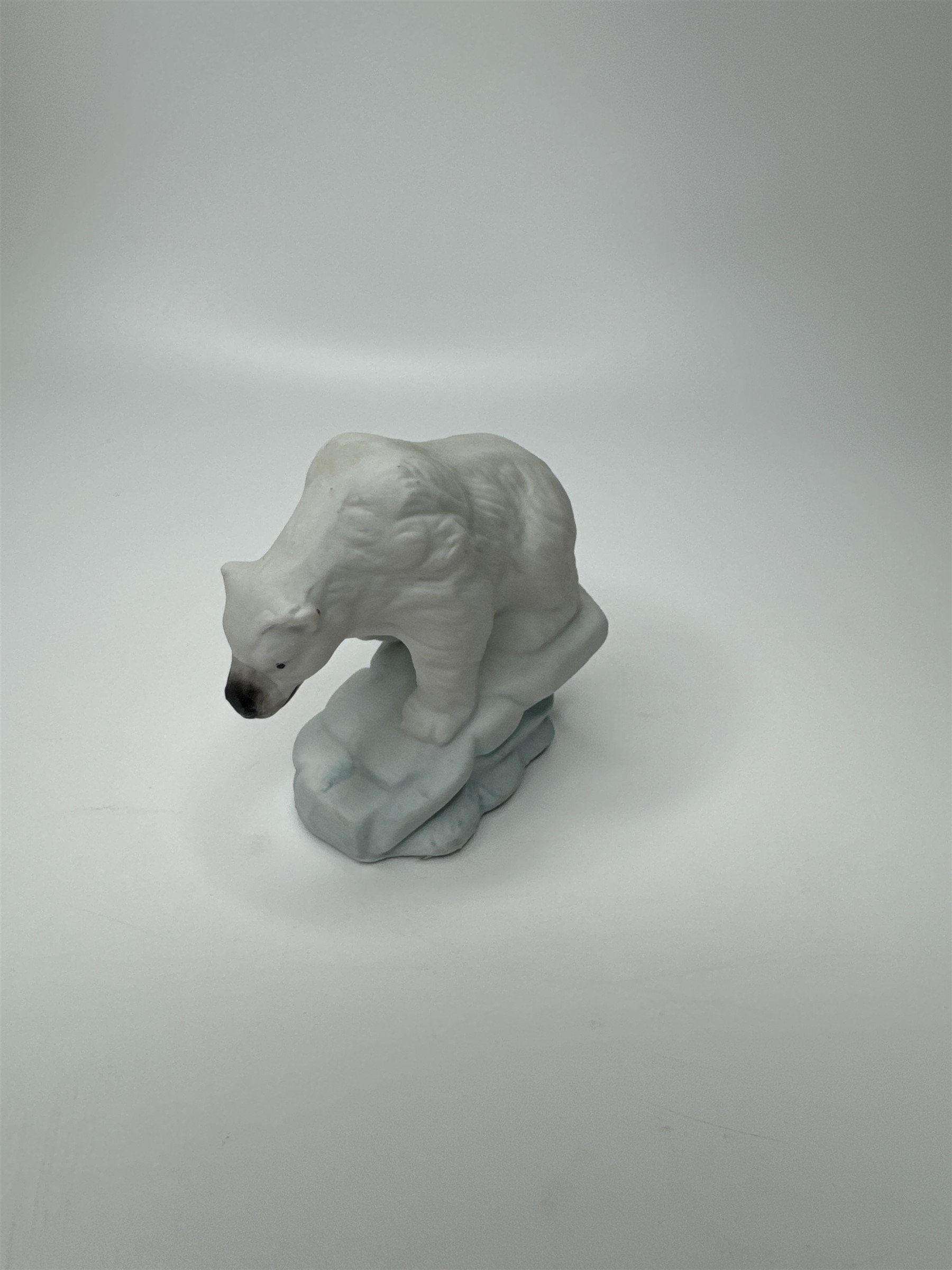 Vintage Polar Bear on Ice Iceberg Snow Scape Miniature 2-1/2" Ceramic Figurine