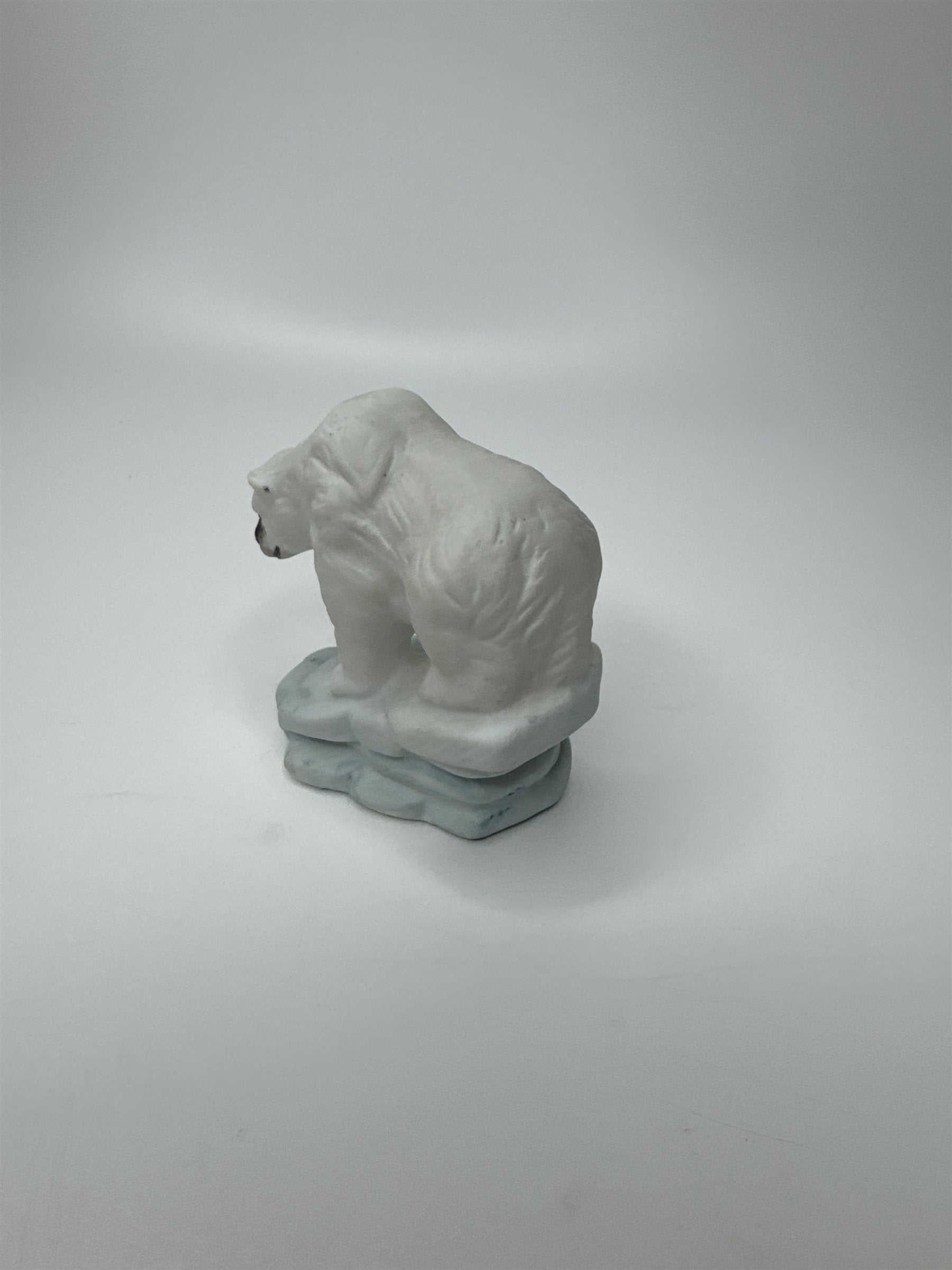 Vintage Polar Bear on Ice Iceberg Snow Scape Miniature 2-1/2" Ceramic Figurine