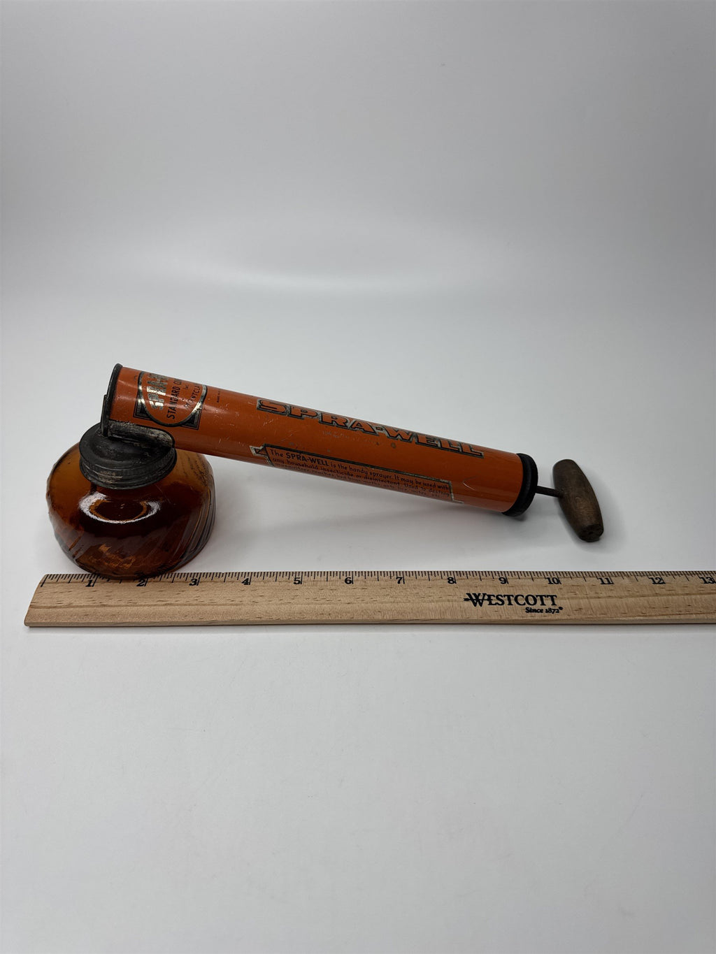 Vintage Spra-Well Standard Container Montclair 1950s Garden Sprayer Amber Glass