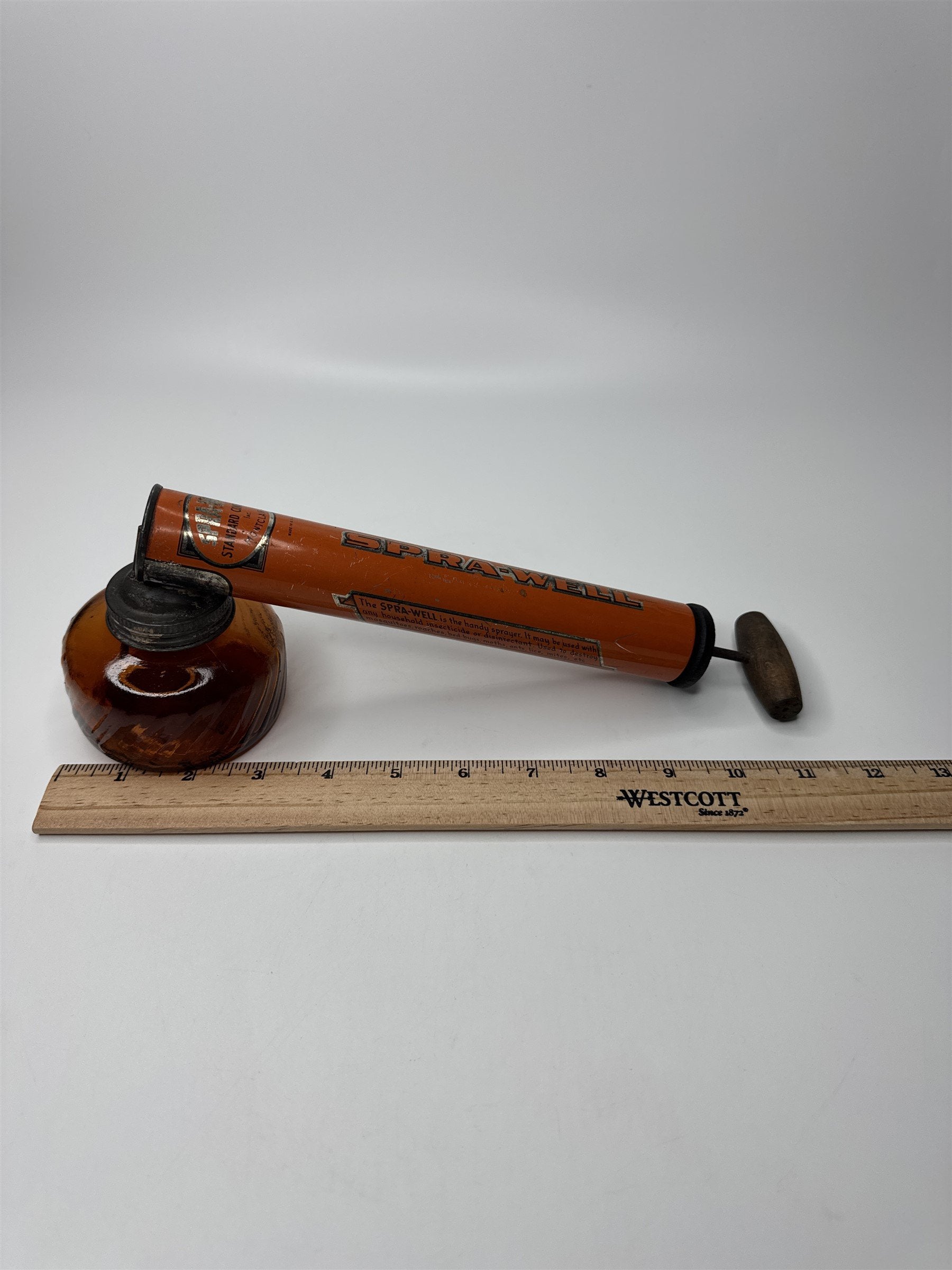 Vintage Spra-Well Standard Container Montclair 1950s Garden Sprayer Amber Glass