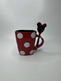 Jerry Leigh Disney Minnie Mouse Coffee Mug With Spoon Ceramic Red Polka Dot Mug