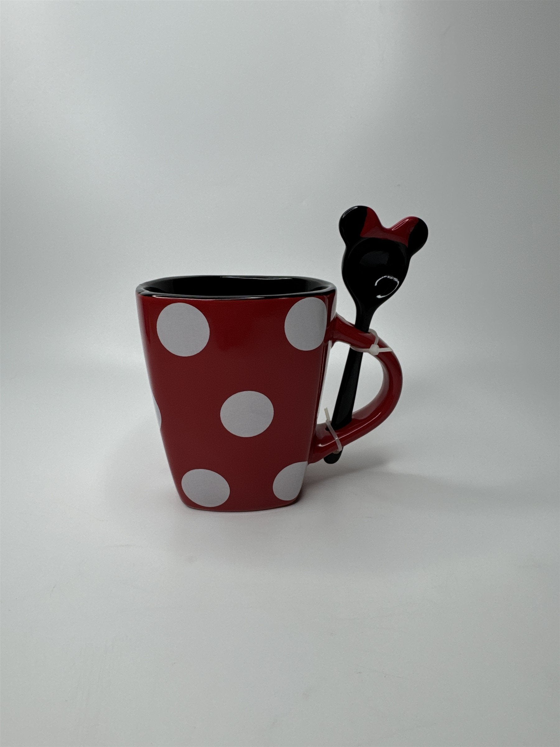 Jerry Leigh Disney Minnie Mouse Coffee Mug With Spoon Ceramic Red Polka Dot Mug