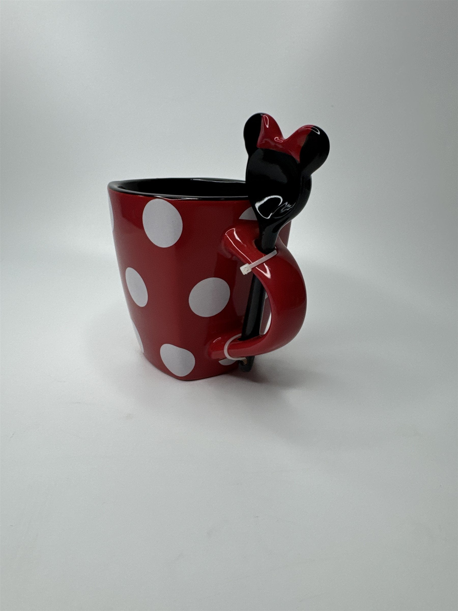 Jerry Leigh Disney Minnie Mouse Coffee Mug With Spoon Ceramic Red Polka Dot Mug