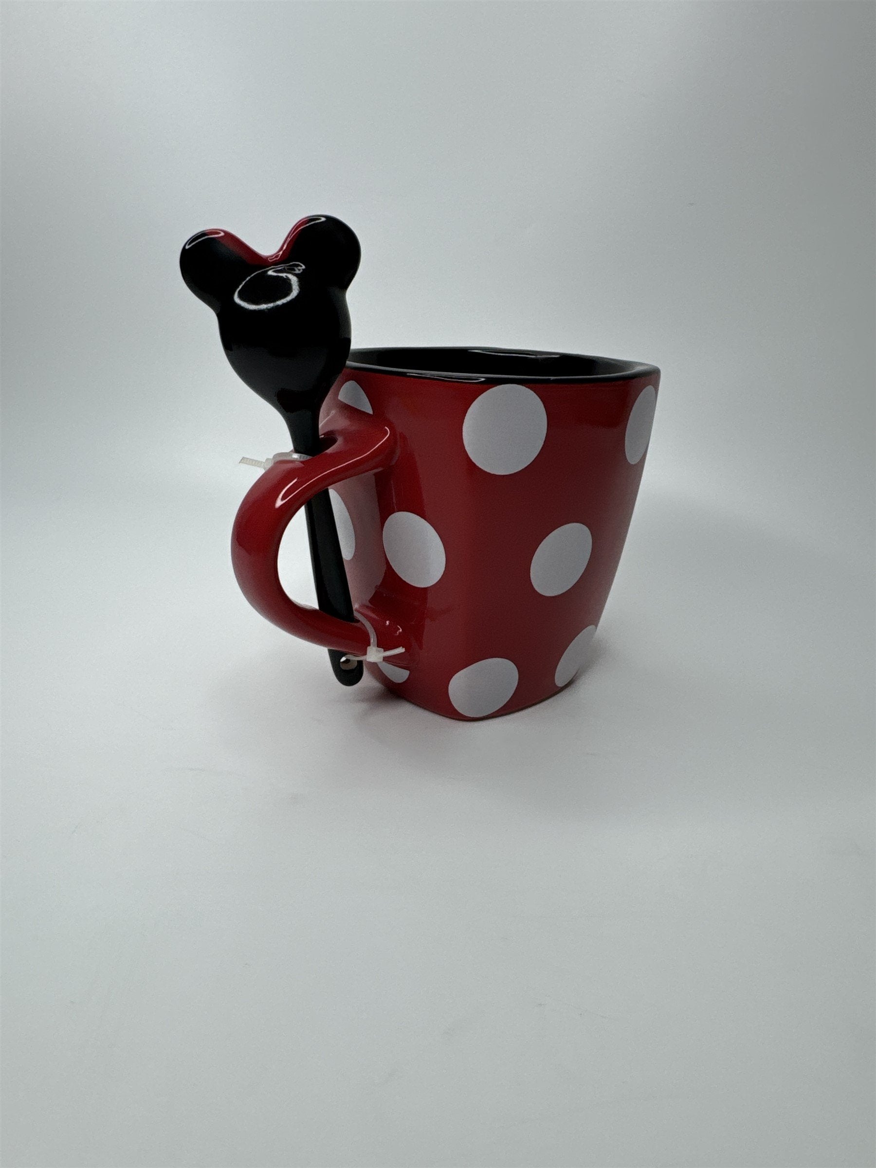 Jerry Leigh Disney Minnie Mouse Coffee Mug With Spoon Ceramic Red Polka Dot Mug