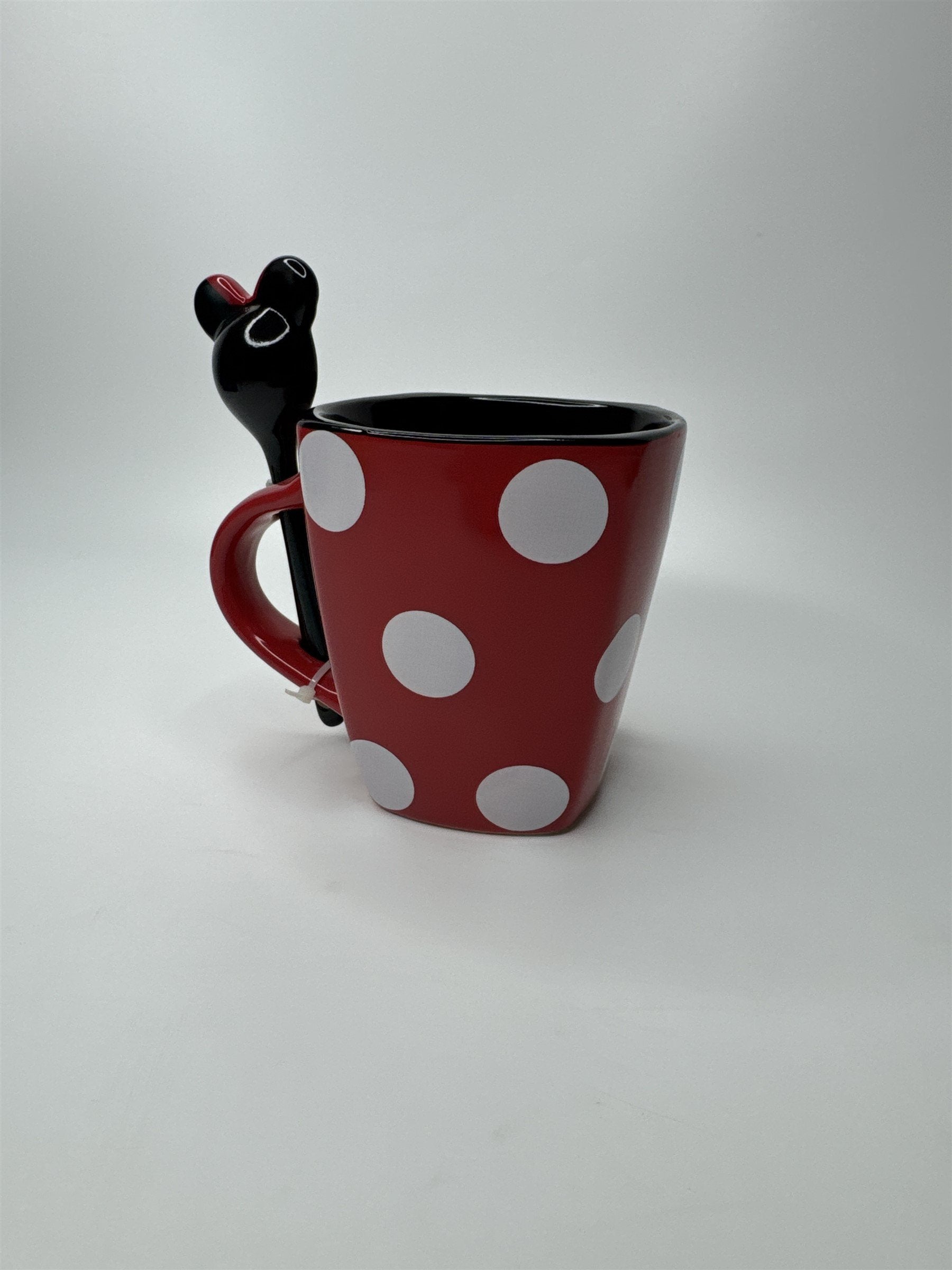 Jerry Leigh Disney Minnie Mouse Coffee Mug With Spoon Ceramic Red Polka Dot Mug
