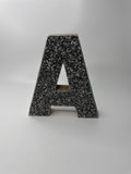 Wooden Hanging Wall Decor Letter "A" Initial Grey Sparkling Metallic Beads