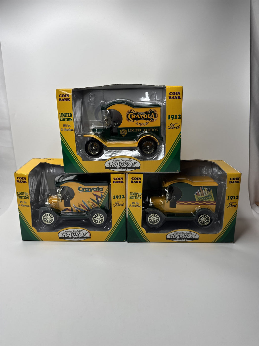 Gearbox Crayola 1912 Ford Bank #1 #2 #3 Complete Limited Edition Set of 3 NIB