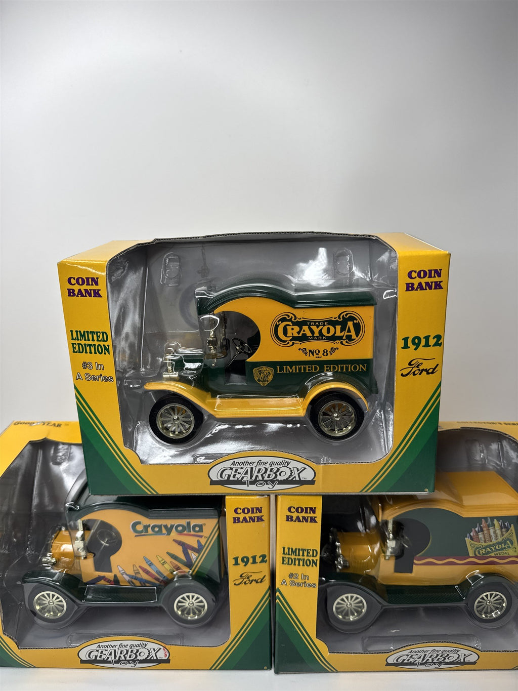 Gearbox Crayola 1912 Ford Bank #1 #2 #3 Complete Limited Edition Set of 3 NIB