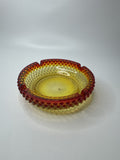 Vintage Mid Century Modern Amber Amberina Style Hobnail Ashtray for 4