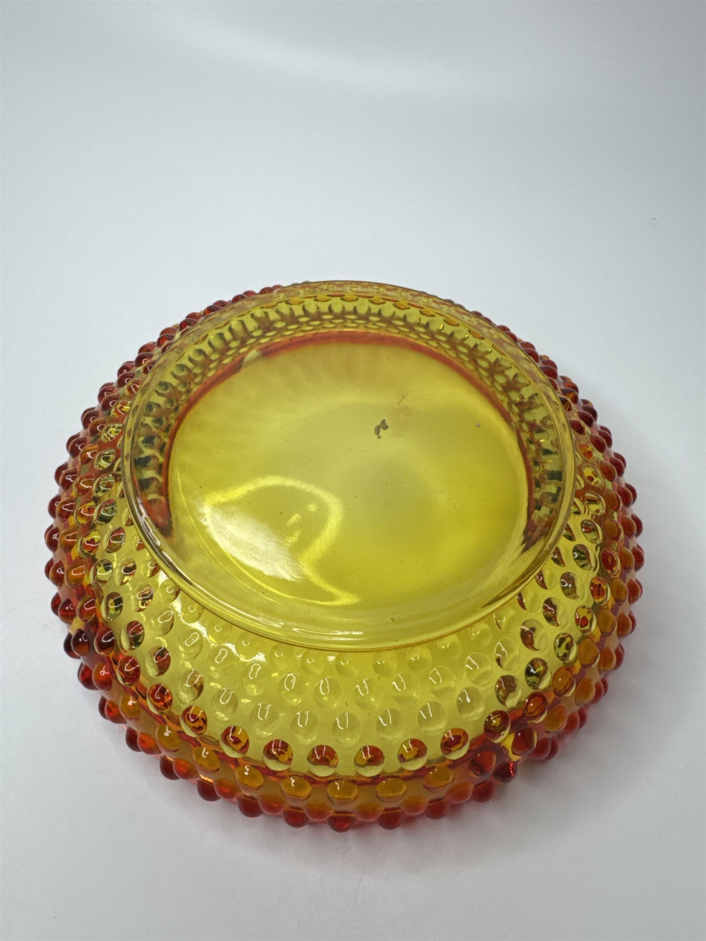 Vintage Mid Century Modern Amber Amberina Style Hobnail Ashtray for 4