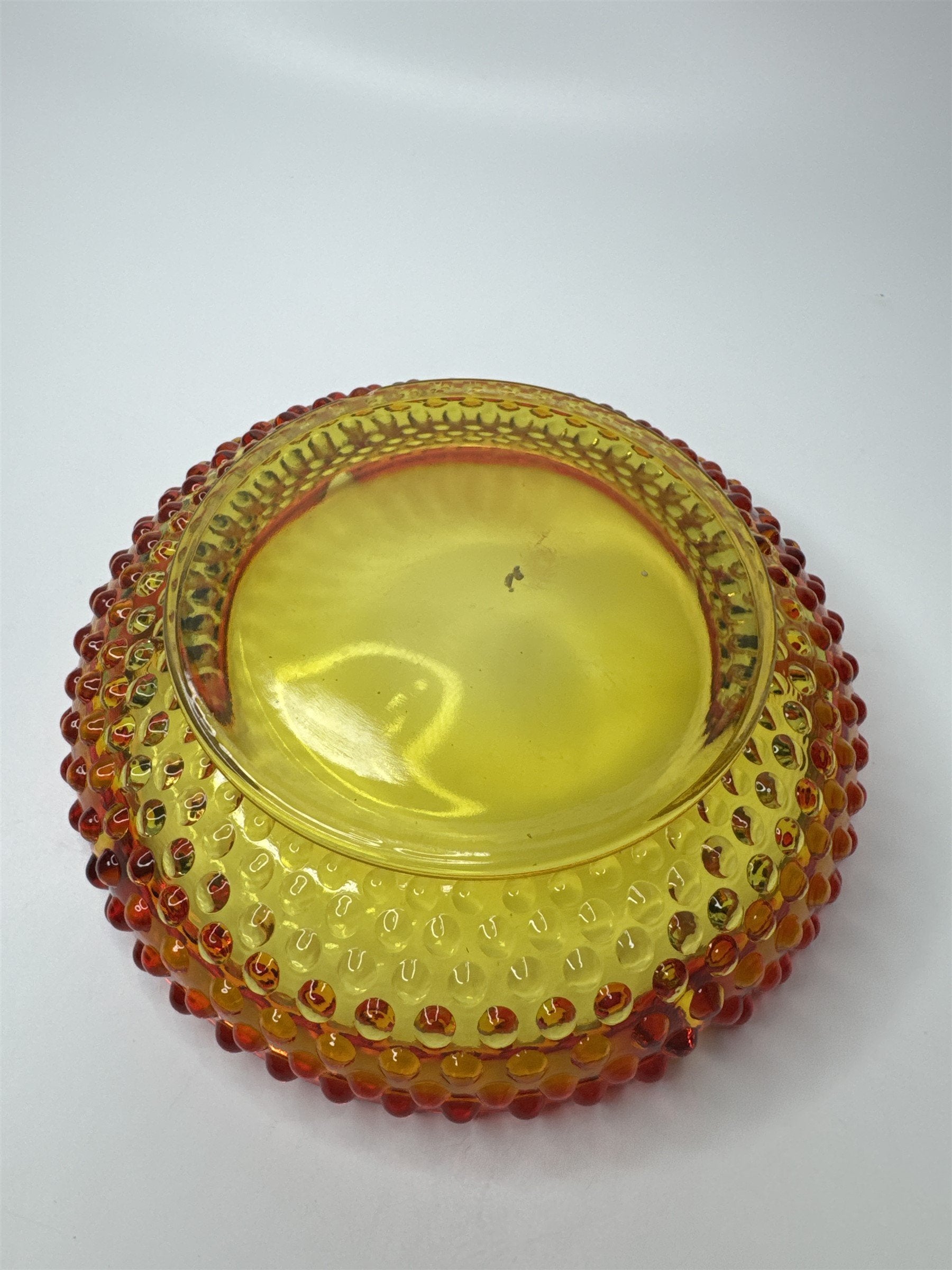 Vintage Mid Century Modern Amber Amberina Style Hobnail Ashtray for 4