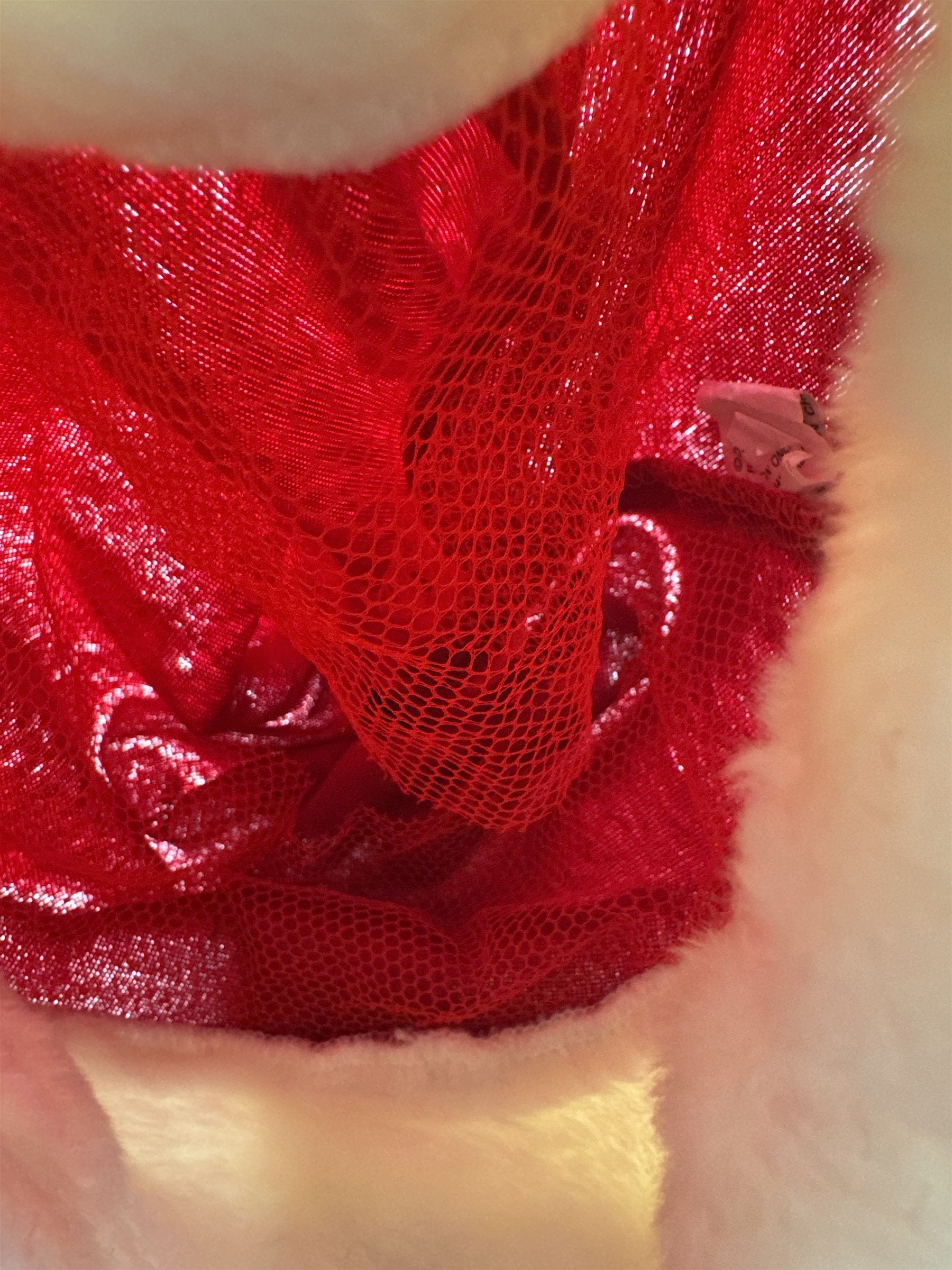 BAH HUMBUG! No Gift for You! Satin Red Santa Hat Christmas Hat Offwhite Trim