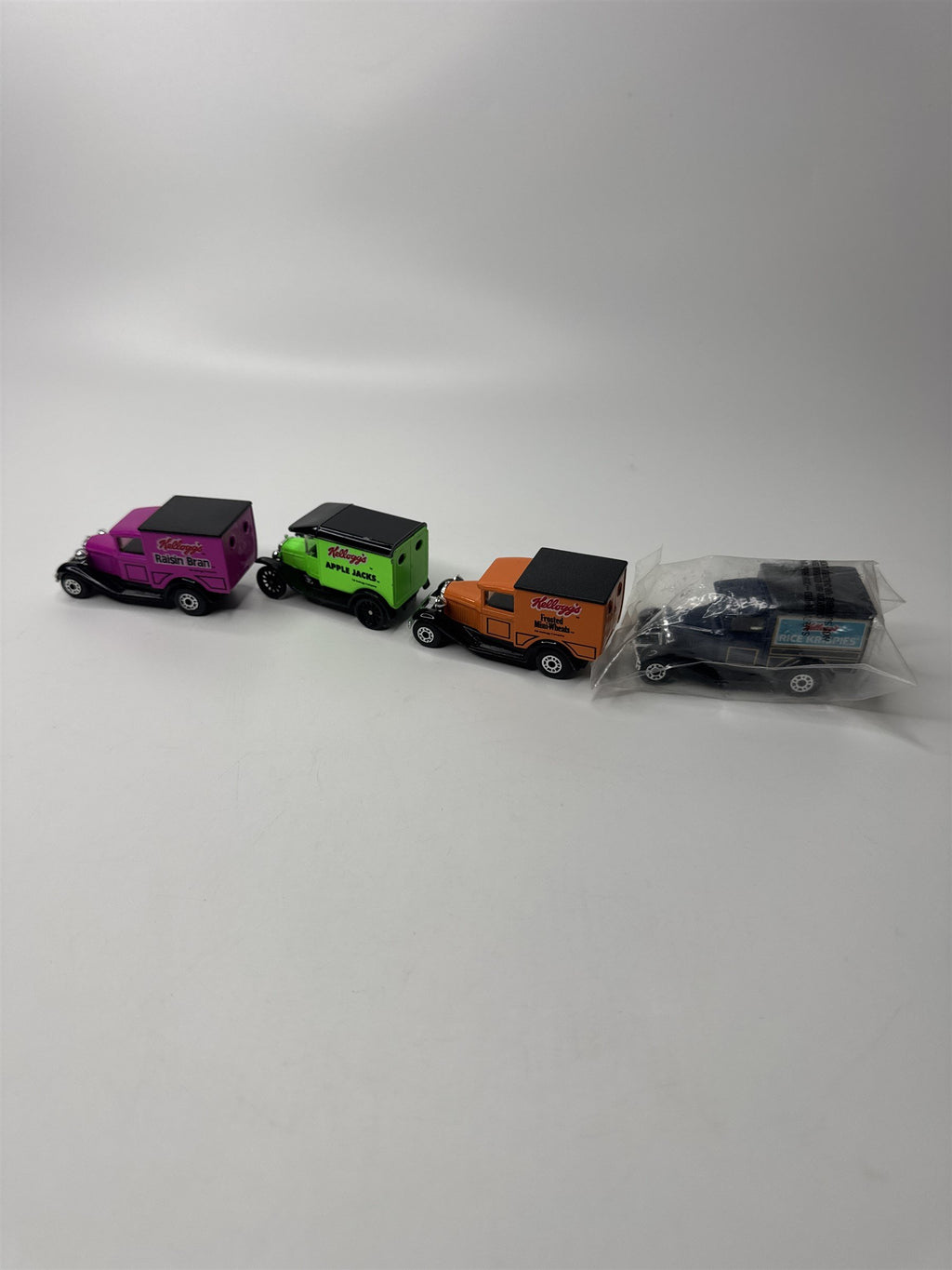 Set of 4 Vintage Kellogg's Cereal Delivery Trucks 1979 Matchbox Model T Cars