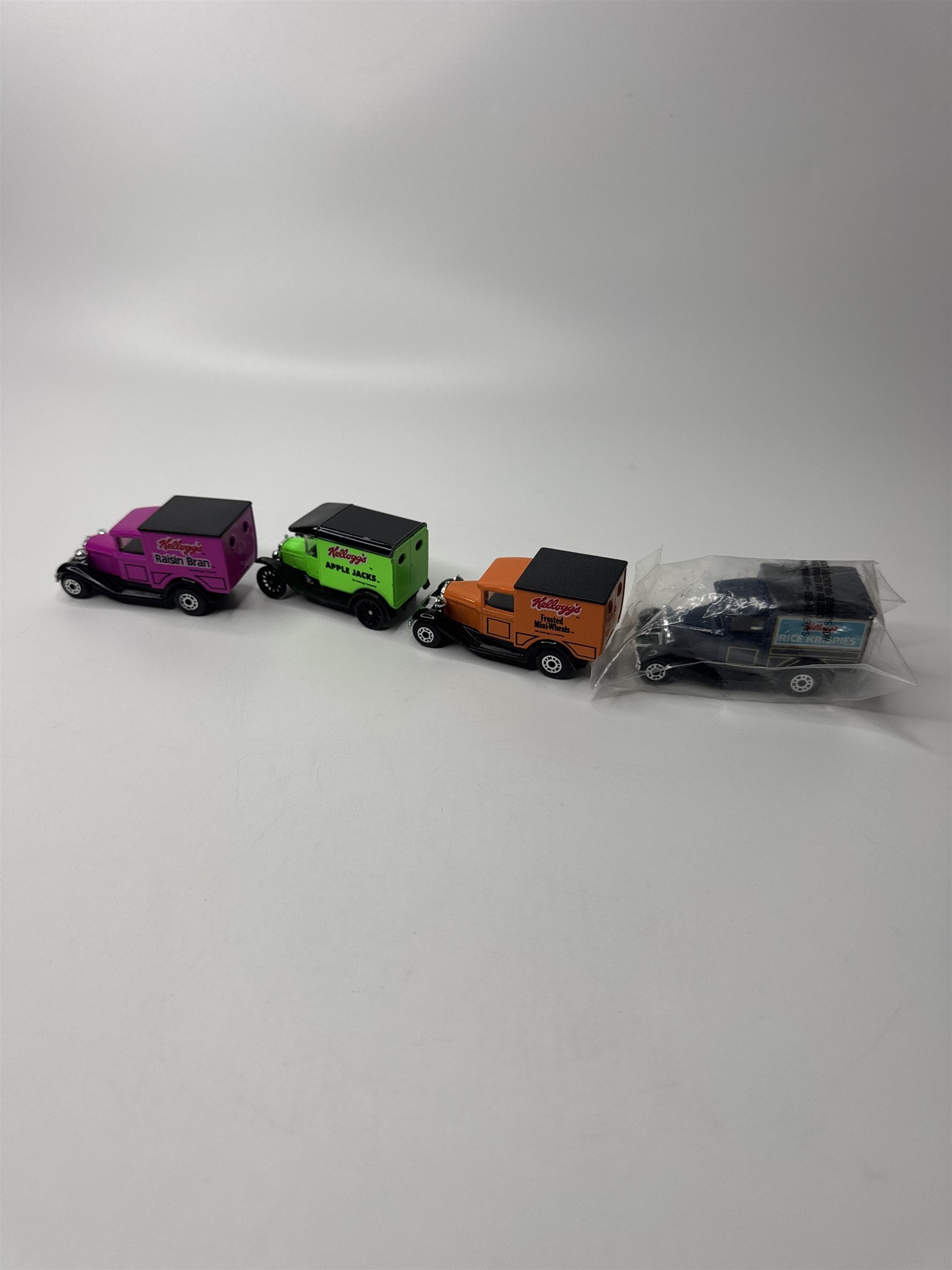 Set of 4 Vintage Kellogg's Cereal Delivery Trucks 1979 Matchbox Model T Cars