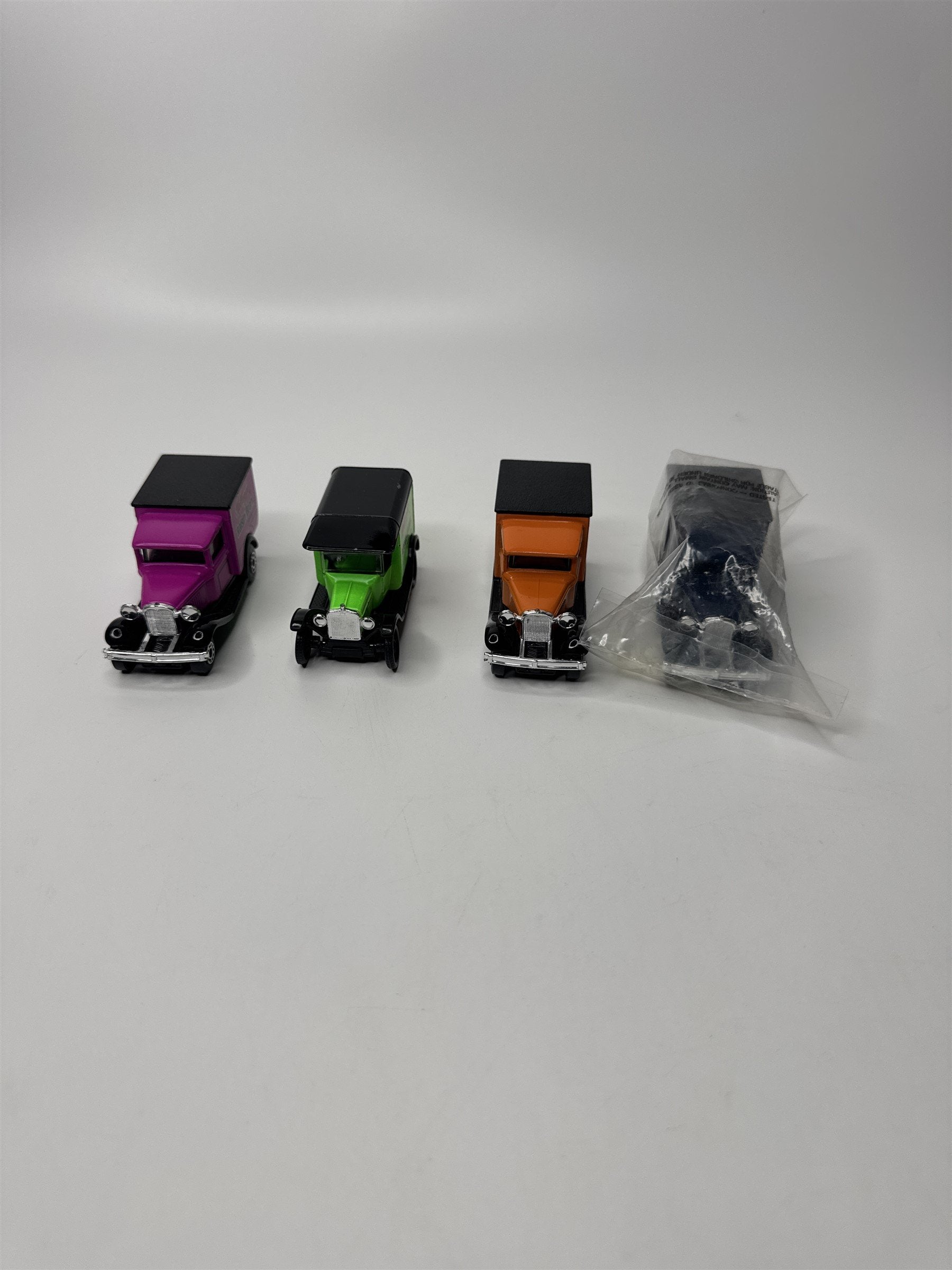 Set of 4 Vintage Kellogg's Cereal Delivery Trucks 1979 Matchbox Model T Cars