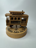 VTG San Francisco Cable Trolley Car Wooden Winding Turntable Music Box Streetcar
