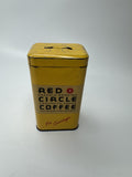 Supermarket Red Circle Coffee 4" Vintage Yellow Tin Coin Bank USA
