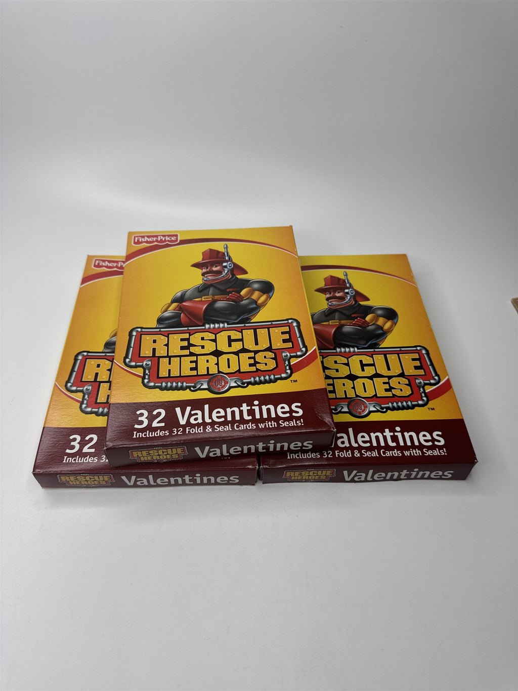 3 Boxes of 2002 Mattel Fisher-Price Rescue Heroes 32 Valentines Cards /w Seals