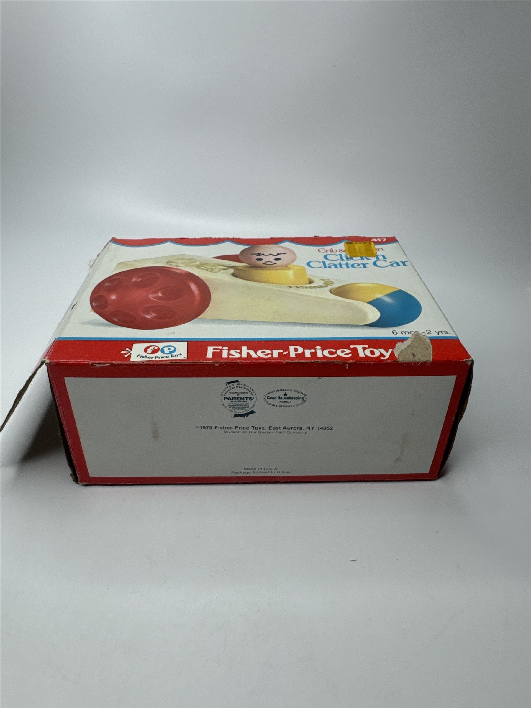 Vintage 1975 Fisher-Price Toys Crib & Playpen Click 'n Clatter Car Toy /w Box