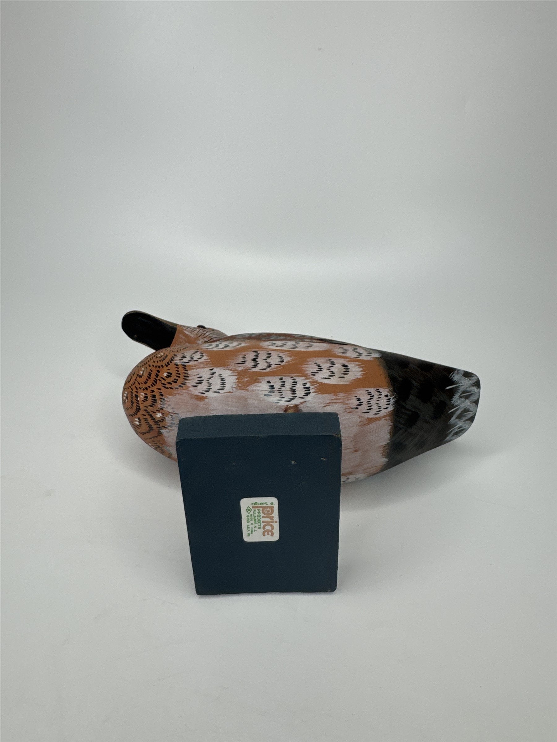 Vintage Wooden Duck Decoy 1991 Albert E Price Products Wood Duck Carved 6.25"
