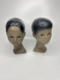 Set of 2 Vintage 1960s MCM Chalkware Unmarked MARWAL(?) Polynesian Busts