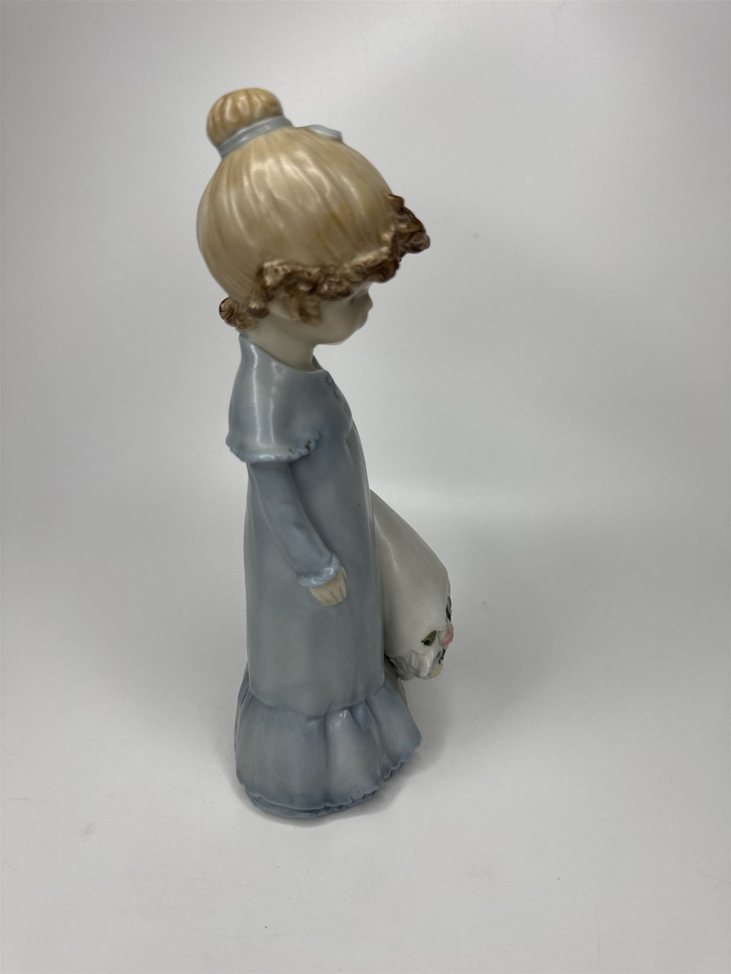 Vintage Enesco Kinka Japan EARLY Flower Firl Figurine Paper Label 9" Tall Girl