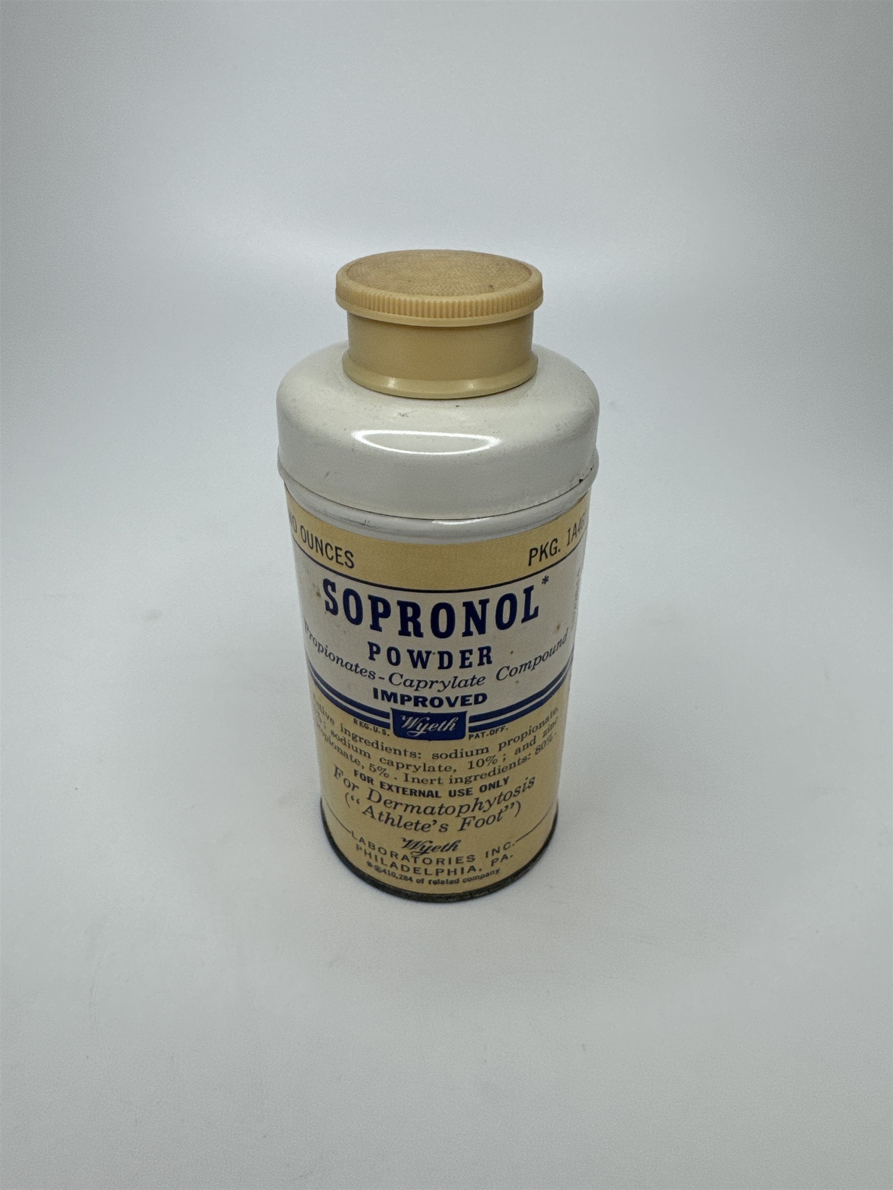 Vintage 2oz Sopronol Powder Improved Wyeth Laboratories Phila. PA *Seems Full*