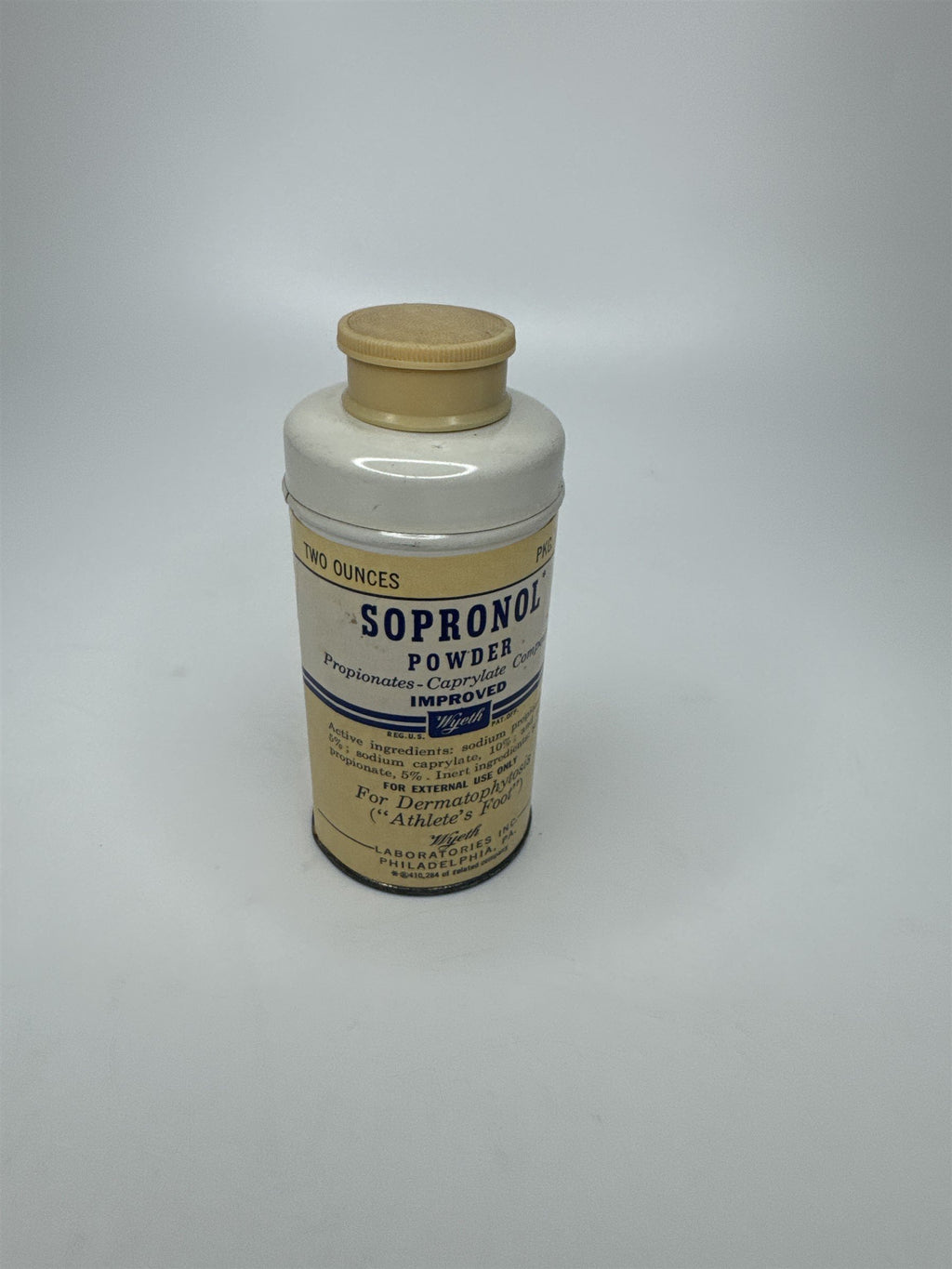 Vintage 2oz Sopronol Powder Improved Wyeth Laboratories Phila. PA *Seems Full*