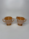 Vintage Fire King Peach Lustre Luster Laurel Creamer and Sugar Bowl EUC MCM Ware