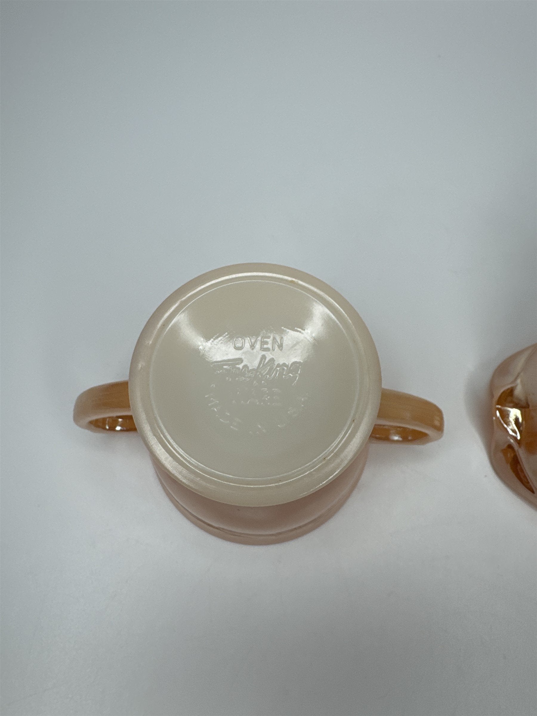 Vintage Fire King Peach Lustre Luster Laurel Creamer and Sugar Bowl EUC MCM Ware