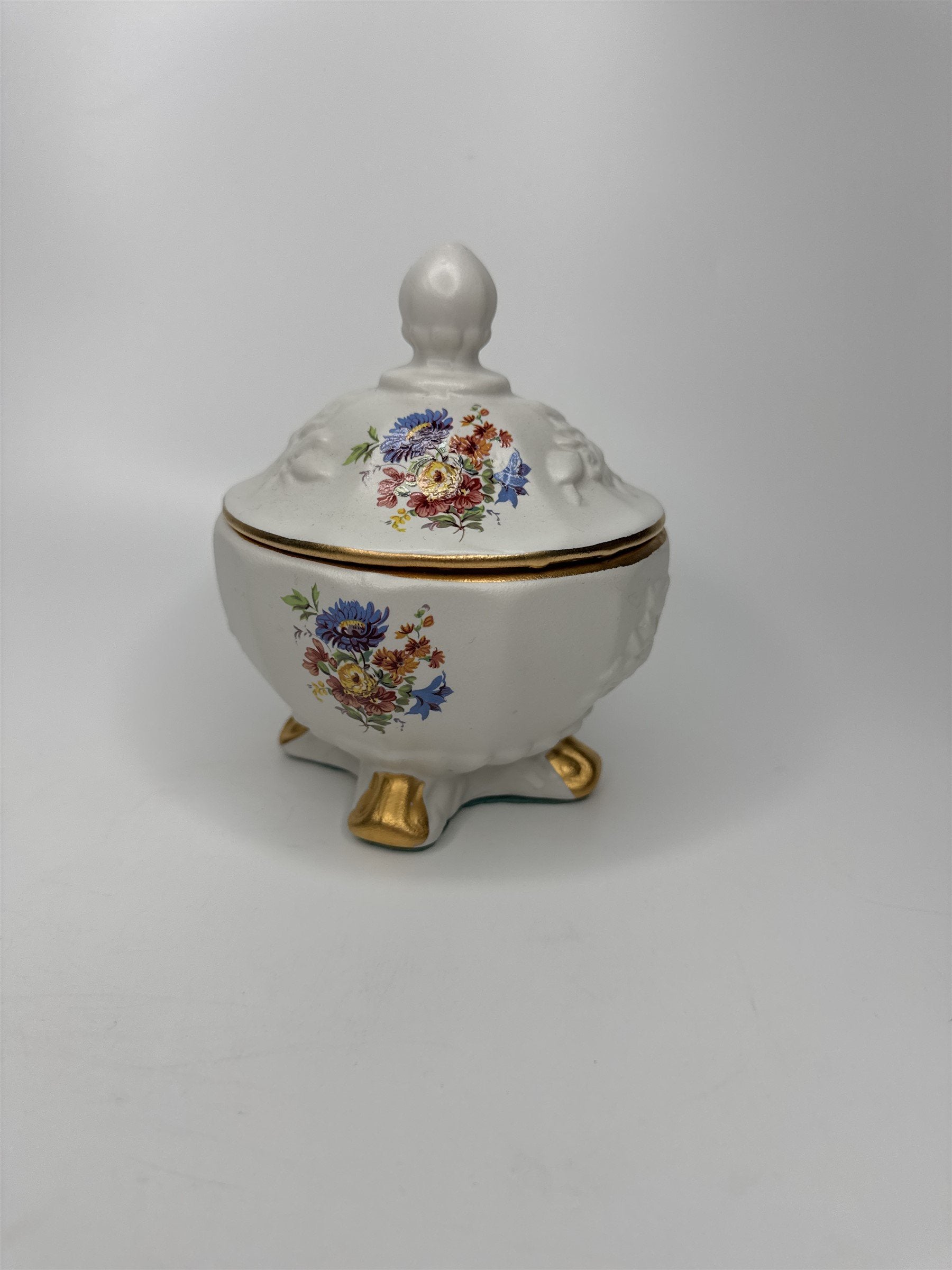 Vintage House of Fuller Genuine Porcelain Sugar Bowl Trinket Dish Made in USA