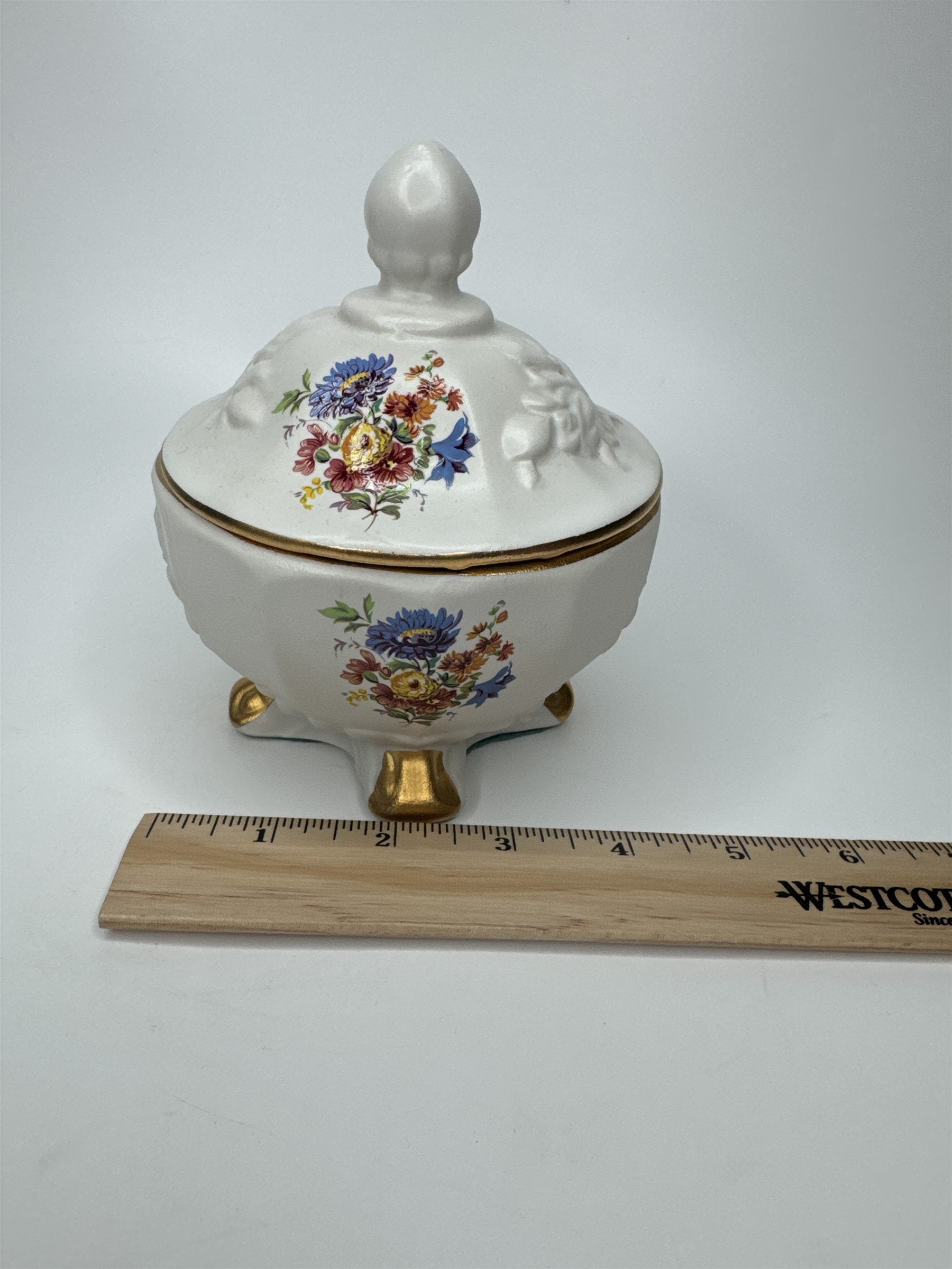 Vintage House of Fuller Genuine Porcelain Sugar Bowl Trinket Dish Made in USA