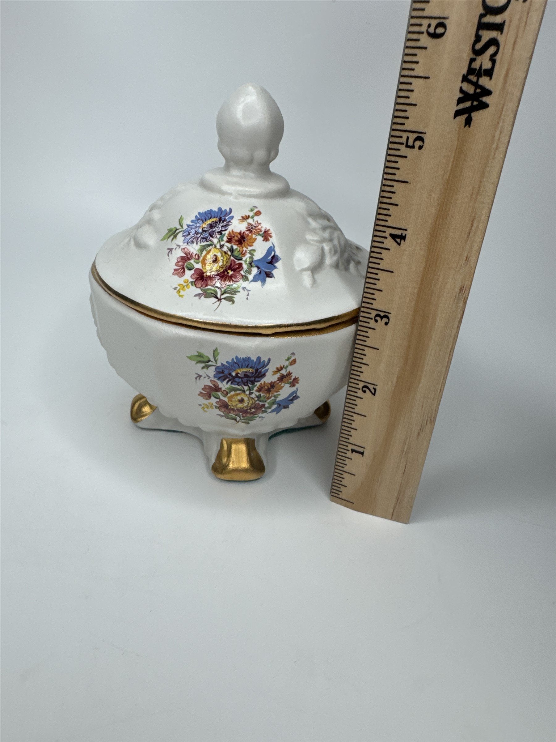 Vintage House of Fuller Genuine Porcelain Sugar Bowl Trinket Dish Made in USA