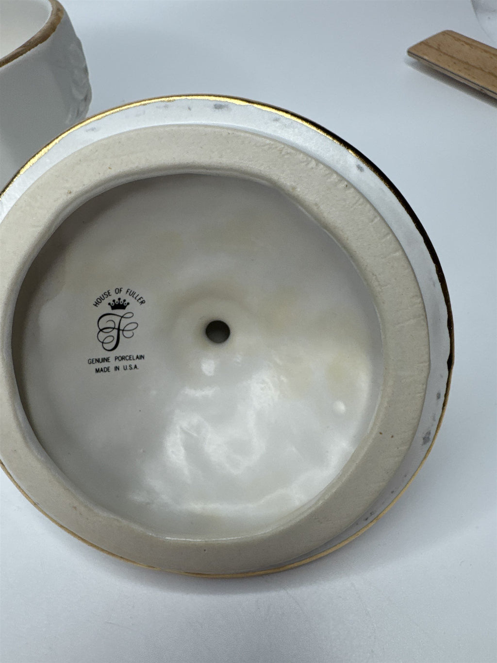 Vintage House of Fuller Genuine Porcelain Sugar Bowl Trinket Dish Made in USA