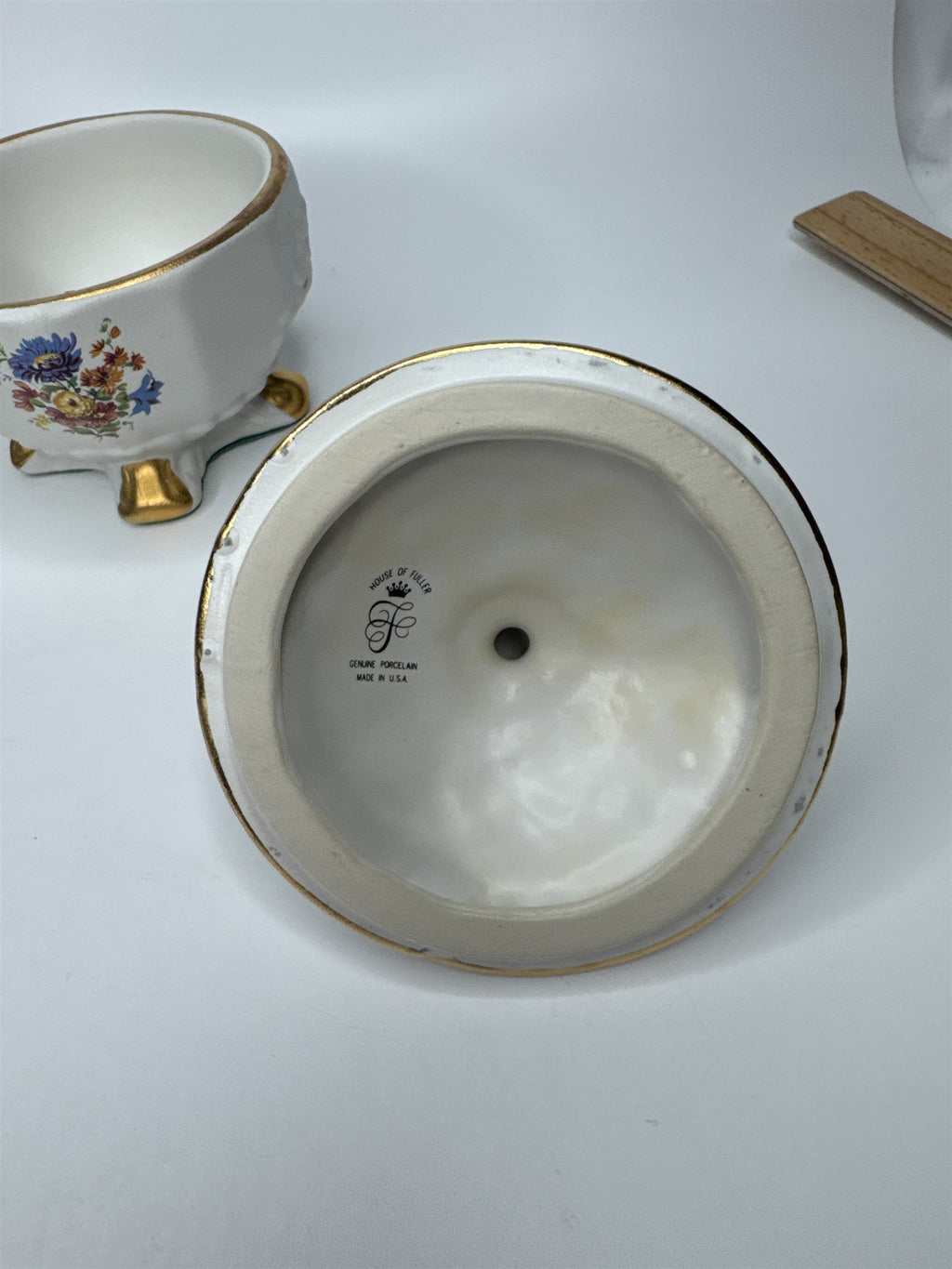 Vintage House of Fuller Genuine Porcelain Sugar Bowl Trinket Dish Made in USA