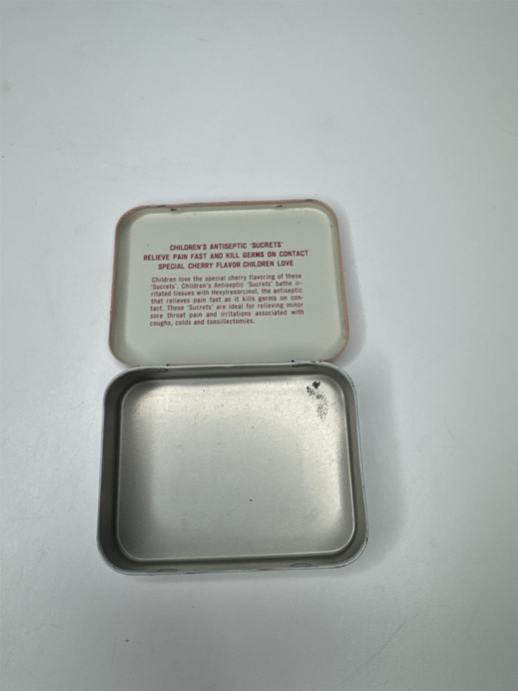 Vintage Children's SUCRETS Cherry Flavored Lozenges 24ct Empty Tim Memorabilia