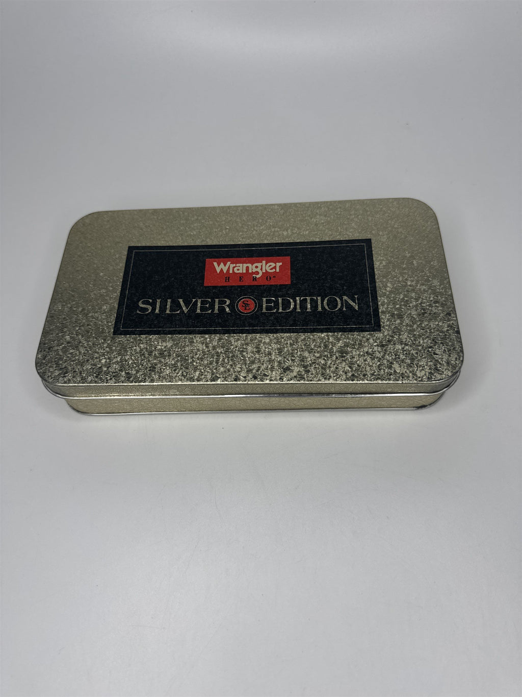 Vintage Wrangler HERO Silver Edition Gold-Tone Empty Wallet Tin Only
