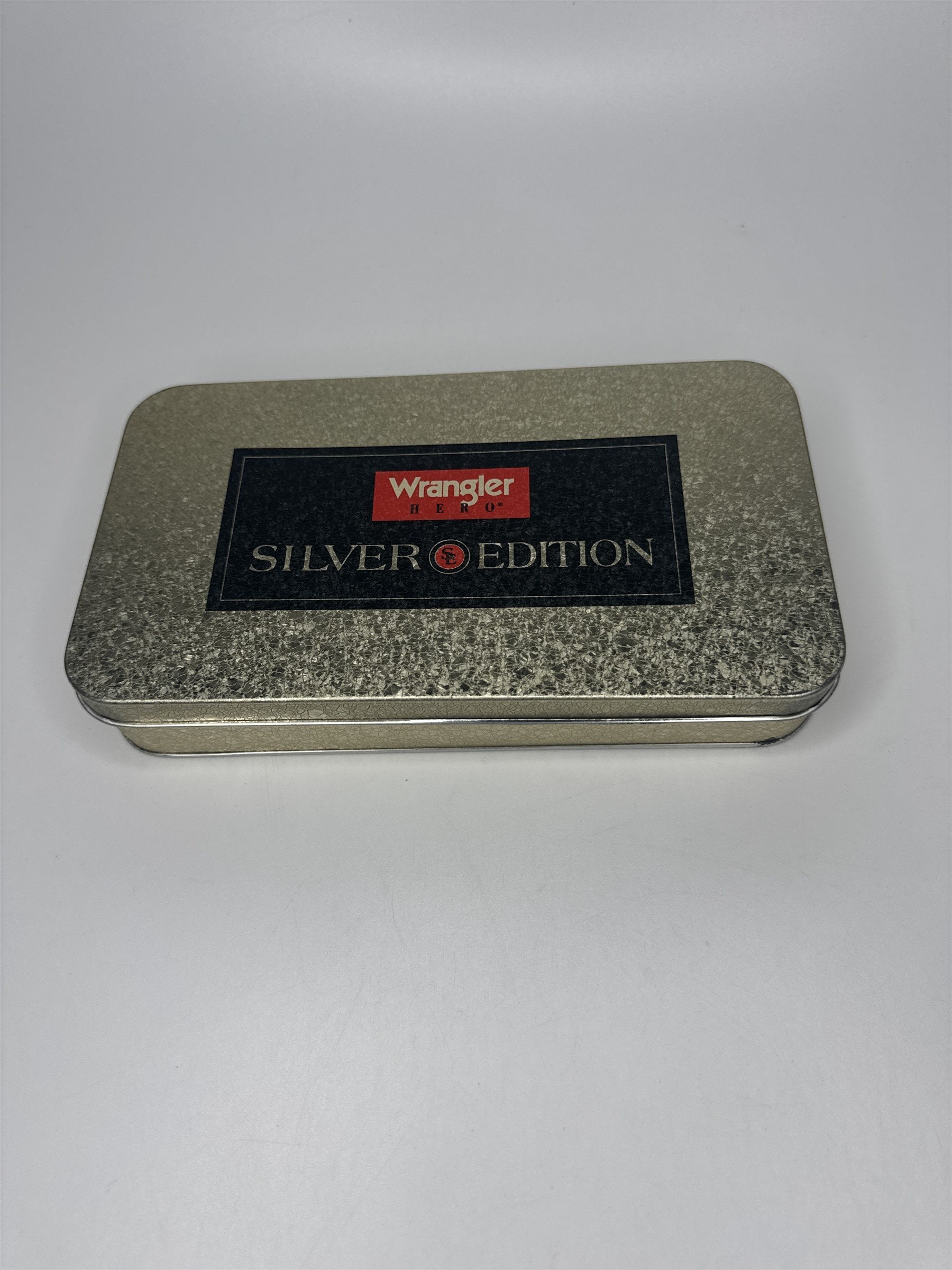 Vintage Wrangler HERO Silver Edition Gold-Tone Empty Wallet Tin Only