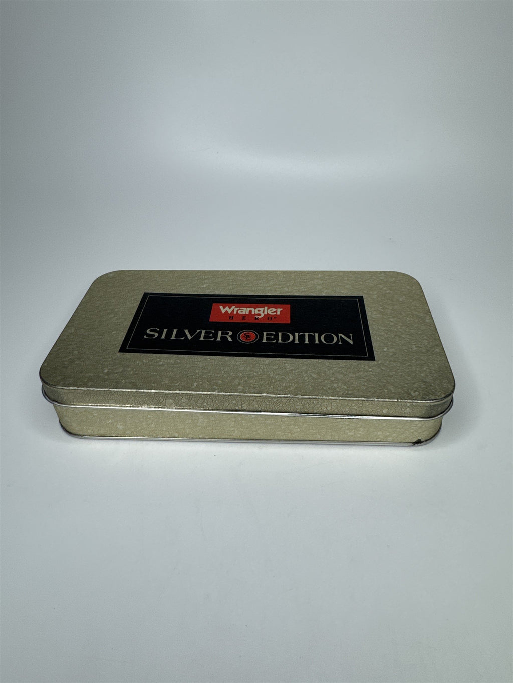 Vintage Wrangler HERO Silver Edition Gold-Tone Empty Wallet Tin Only