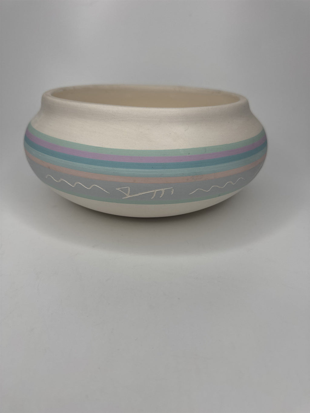 Vintage Native American Southwestern Shallow Pottery Hand Painted LJ Signed
