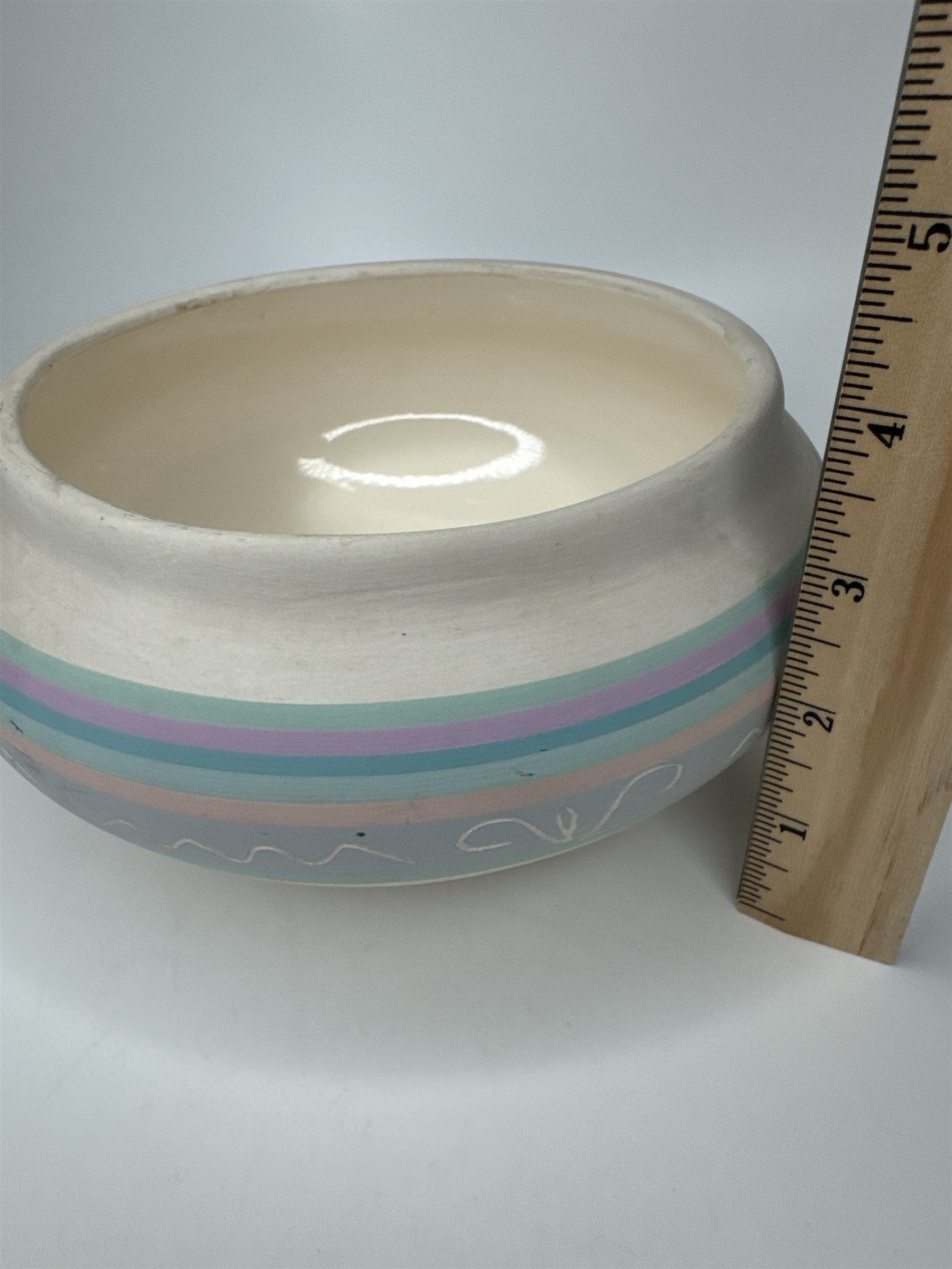 Vintage Native American Southwestern Shallow Pottery Hand Painted LJ Signed