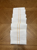6x Vintage Cascade Linen Supply Towels White Orange Pinstripes Embroidered 17x31