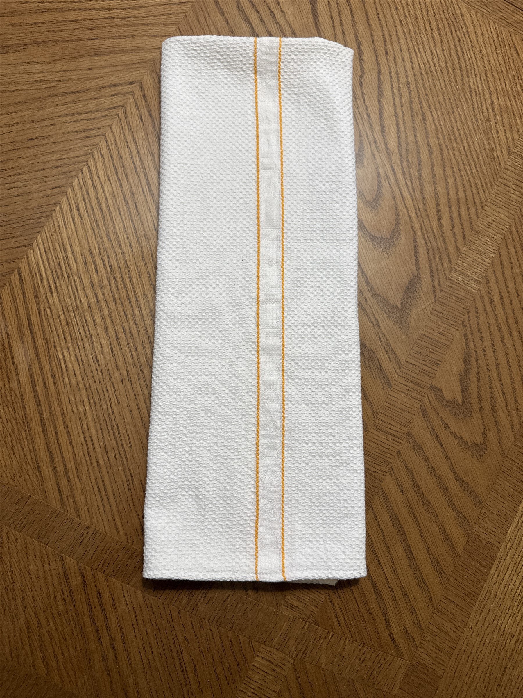 6x Vintage Cascade Linen Supply Towels White Orange Pinstripes Embroidered 17x31