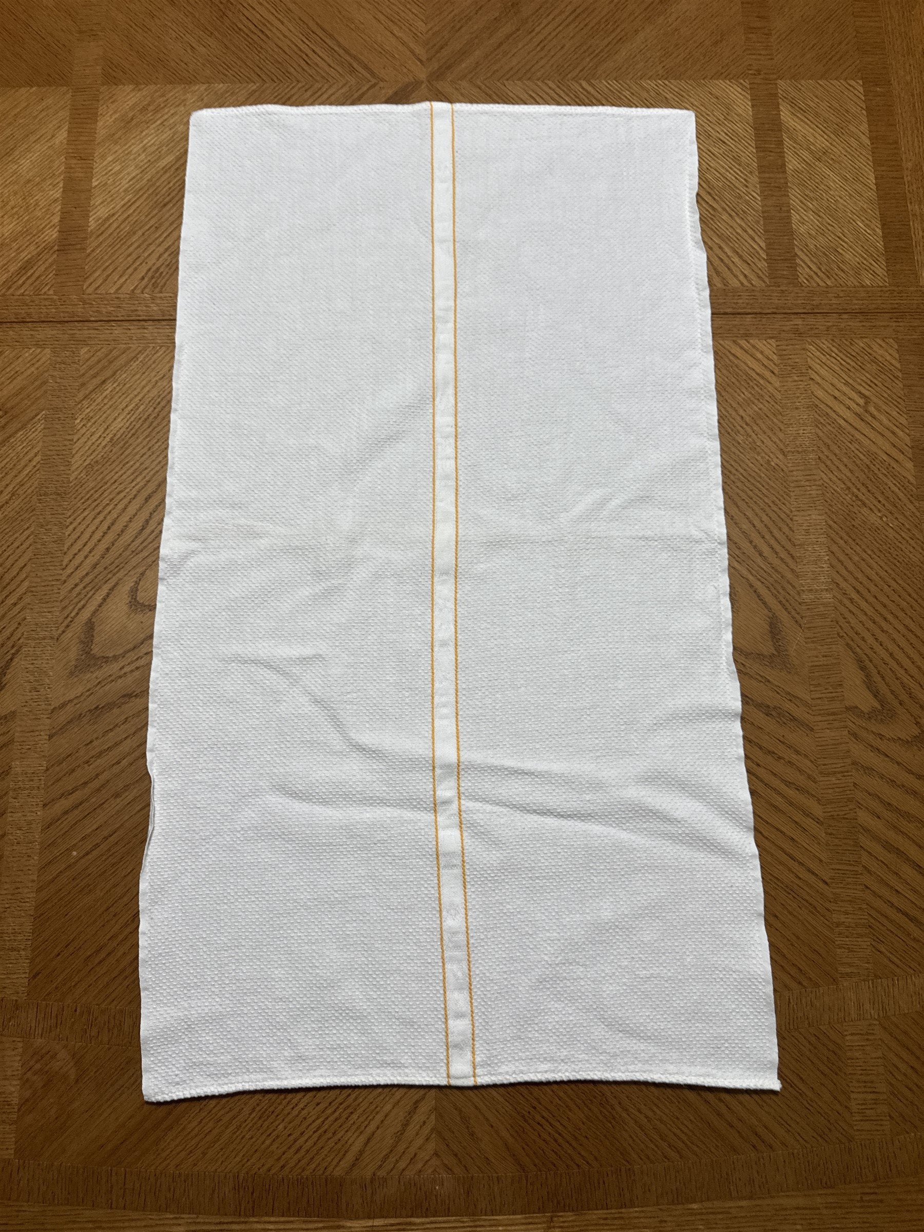 6x Vintage Cascade Linen Supply Towels White Orange Pinstripes Embroidered 17x31