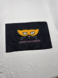 Happy Halloween Cat in Mask With Whiskers Holiday Seasonal Black Pillow Case