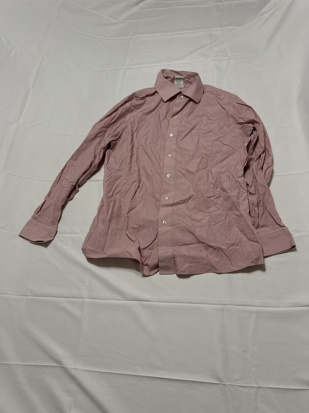 Brooks Brothers Mens 17-34 Casual Dress Shirt Red/White Stripe Milano Slim-Fit*